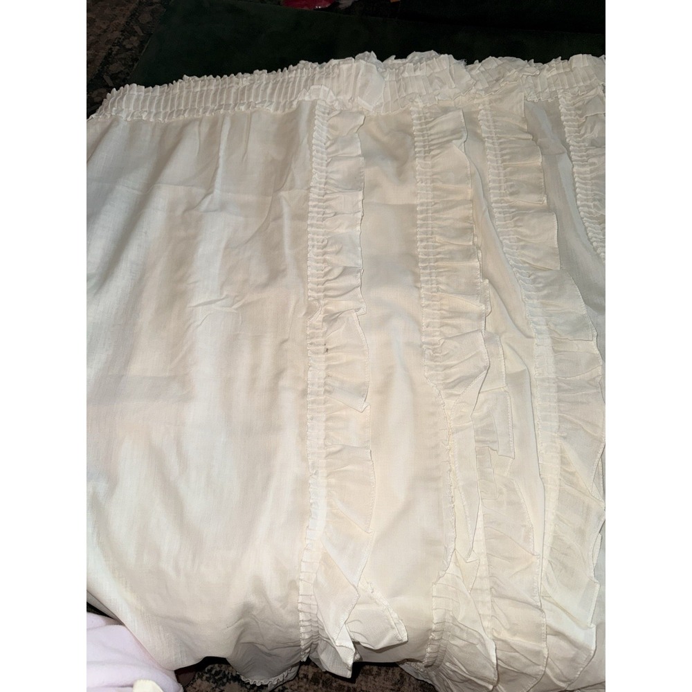 White Cotton Ruffled Curtain Panels 31x36 Inches Light Filtering Drapes Set of 4